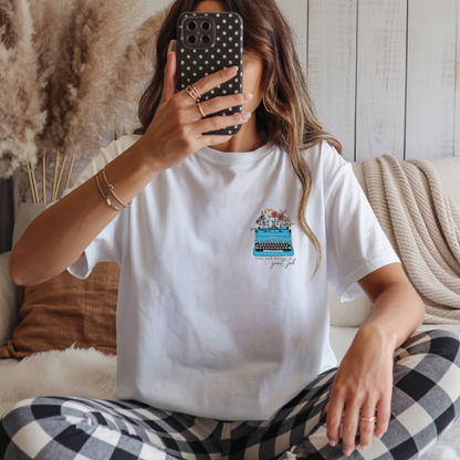You Are Doing A Great Job Tee | Typewriter Floral Oversized Shirt