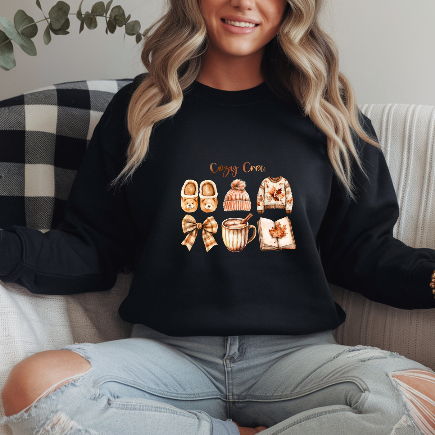 Cozy Crew – Fall Aesthetic Sweatshirt | Autumn Cozy Graphic Hoodie | Cute Comfy Fall Outfit