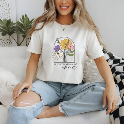 Brighter Days Ahead Tee | Floral Arch Oversized Shirt for Women