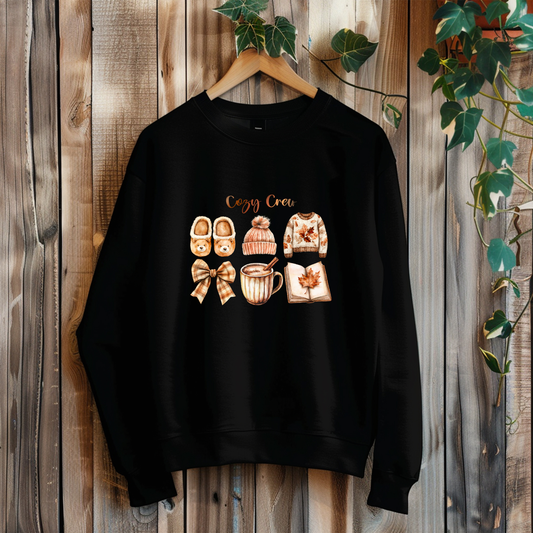 Cozy Crew – Fall Aesthetic Sweatshirt | Autumn Cozy Graphic Hoodie | Cute Comfy Fall Outfit
