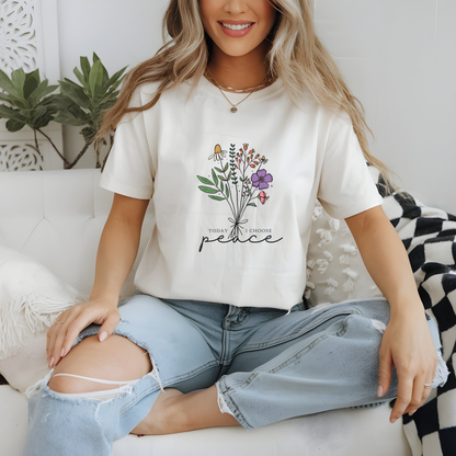 Today I Choose Peace Tee | Floral Bouquet Oversized Shirt for Women